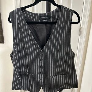 Black Pinstripe Studio Vest Size